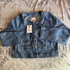 OAT New York | NWT Light Blue Denim Jacket with silver buttons